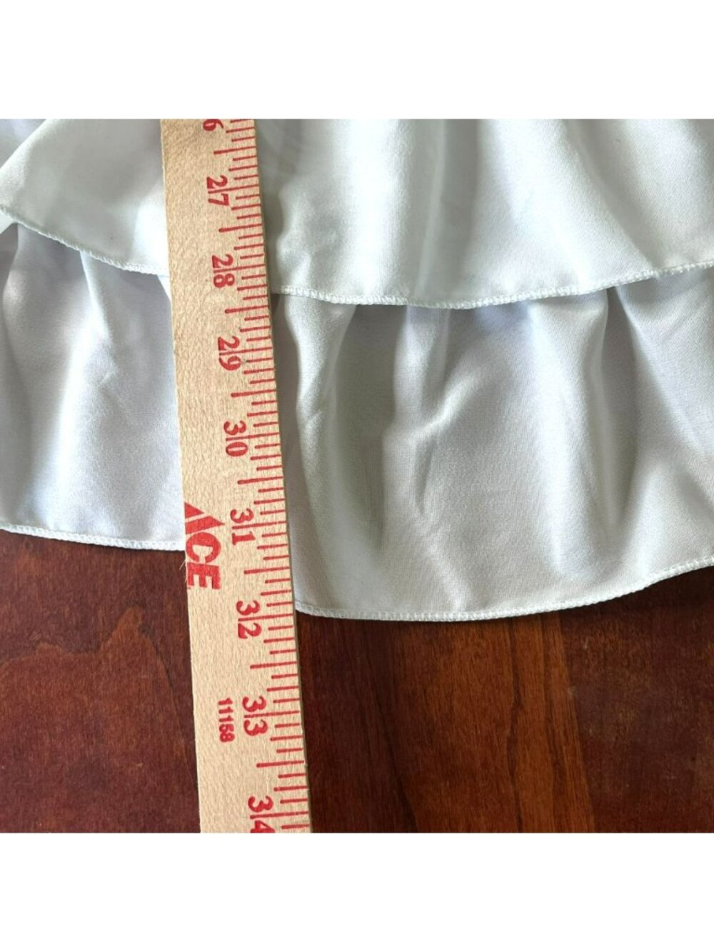 Mini Dress sz L Babydoll Beachy Wedding Coquette Lace Tiered Ruffled Hi Lo White - Picture 5 of 8